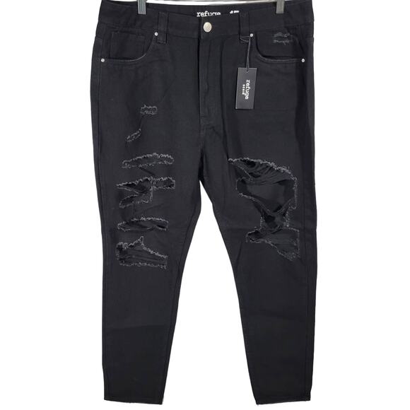 Refuge Mom Classic High Rise Denim Jeans‎ Black Size 15 NWT - Picture 1 of 14